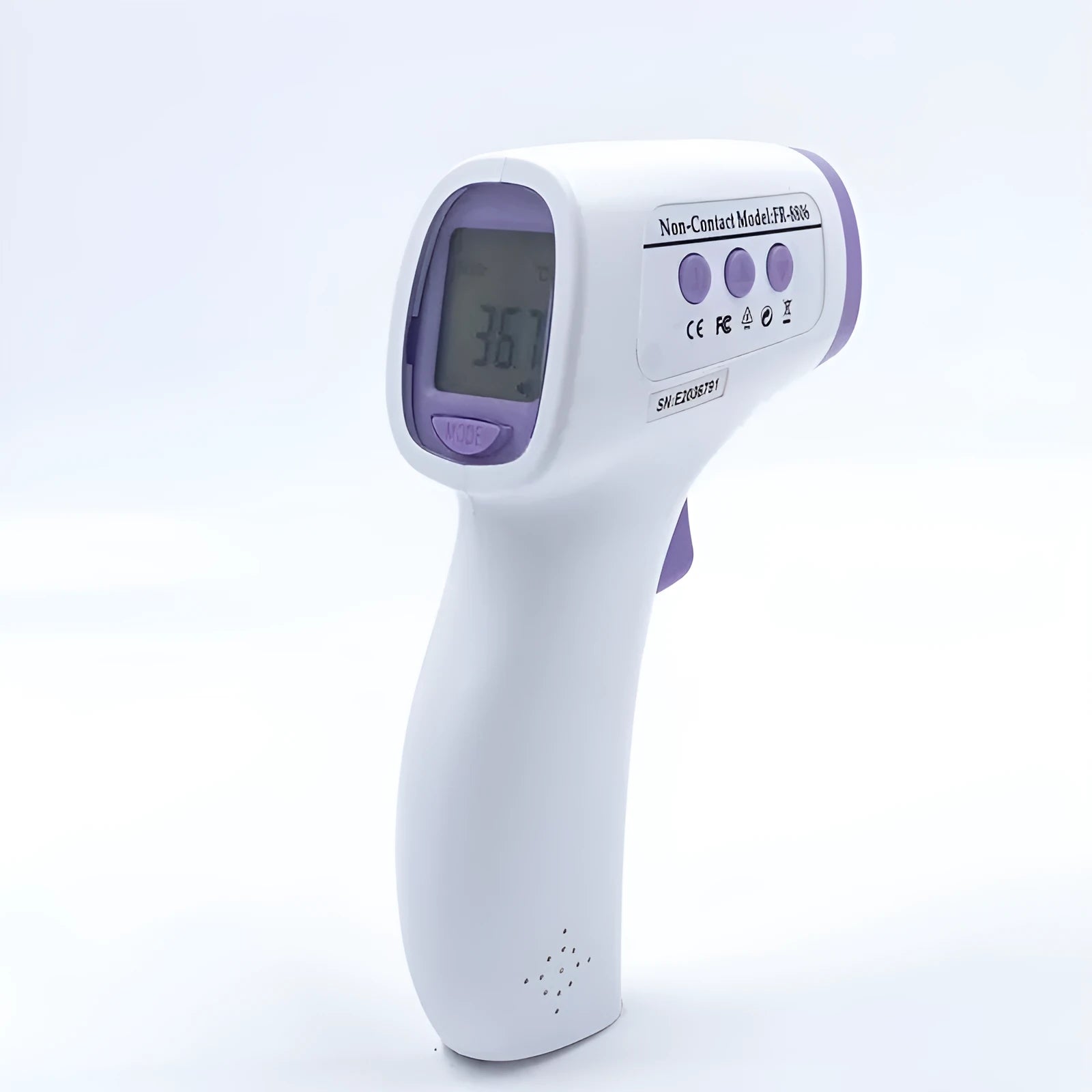 White digital non-contact thermometer with LCD display for temperature measurement