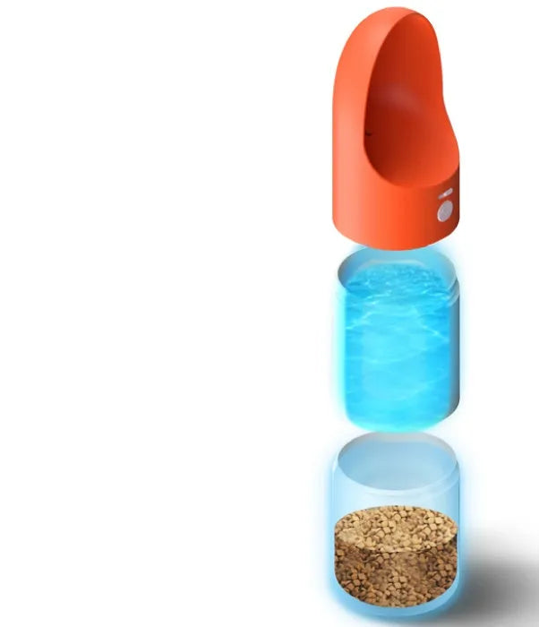 MOESTAR ROCKET portable pet water cup in white grey colour with 270ml capacity and one-button lock