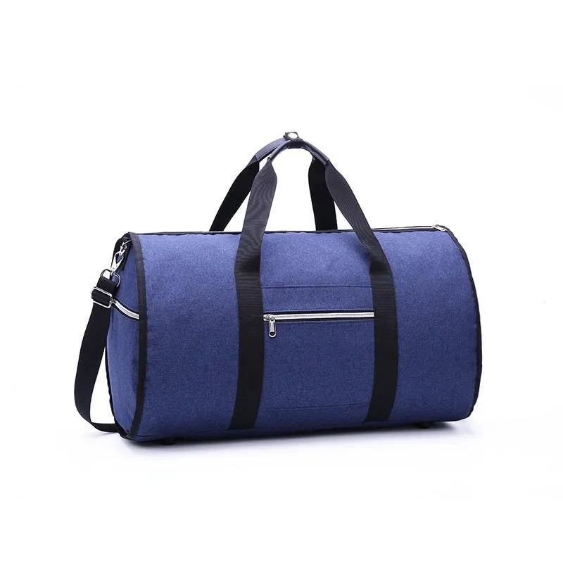 Medium cylinder-shaped travel bag in Oxford cloth, shown in black, with a zipper opening and internal pocket.