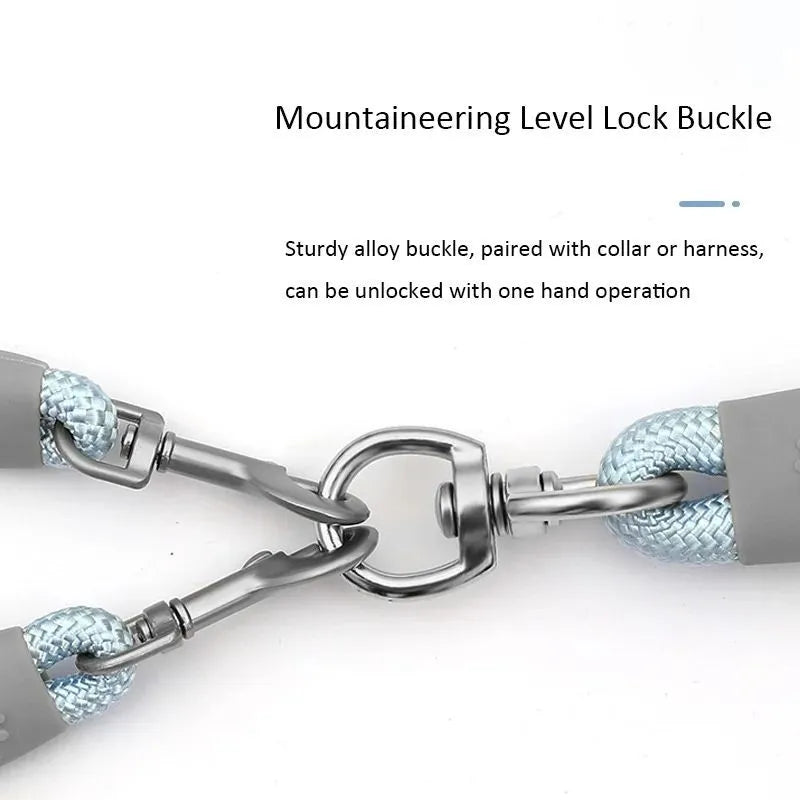 Double dog leash for two small medium dogs with foam handle and metal buckles
