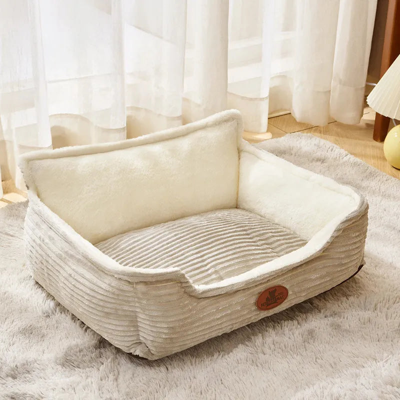 Universal kennel pet bed for small dogs and cats with a removable cover in coffee colour.