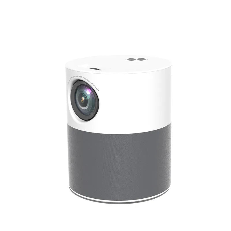 White mini home high-definition projector with 1080P resolution and front projection lens