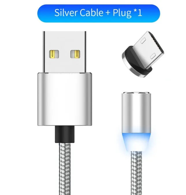 YBD 1m magnetic LED charging cable with aluminium shell in black, compatible with Apple iPhone models