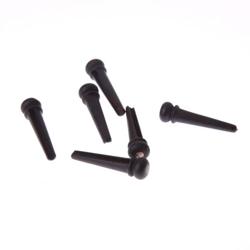 Six ebony guitar string nails with matt black finish for 40-42 inch folk acoustic guitars