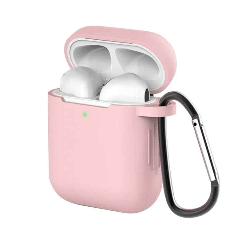 Silicone clamshell protective case for Apple AirPods 1 and 2 in various colours