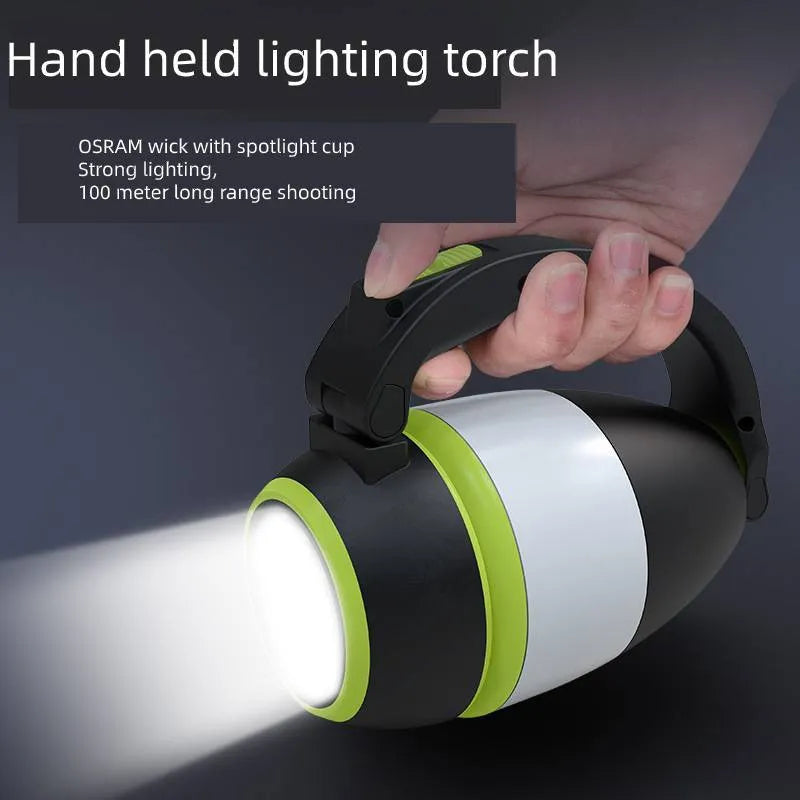 Black green multifunctional LED lamp with adjustable head and USB charging port