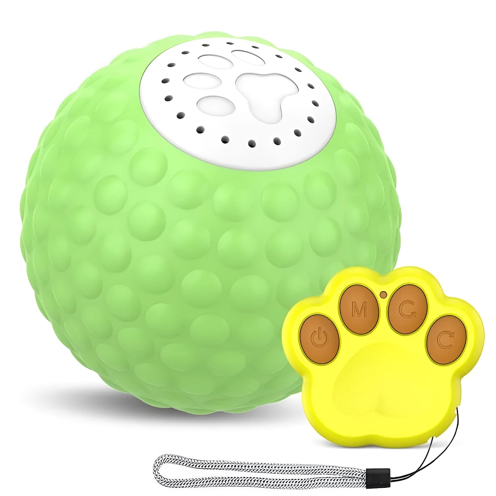 Remote control cat toy with rolling ball in blue, green and yellow colour options