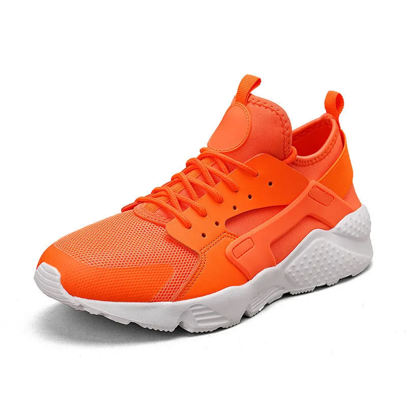Men's low-top casual shoes in fluorescent colour with mesh upper and cross shoulder straps