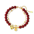 Women's sterling silver bracelet with Ruyi Xiangyun cinnabar flower traditional motifs