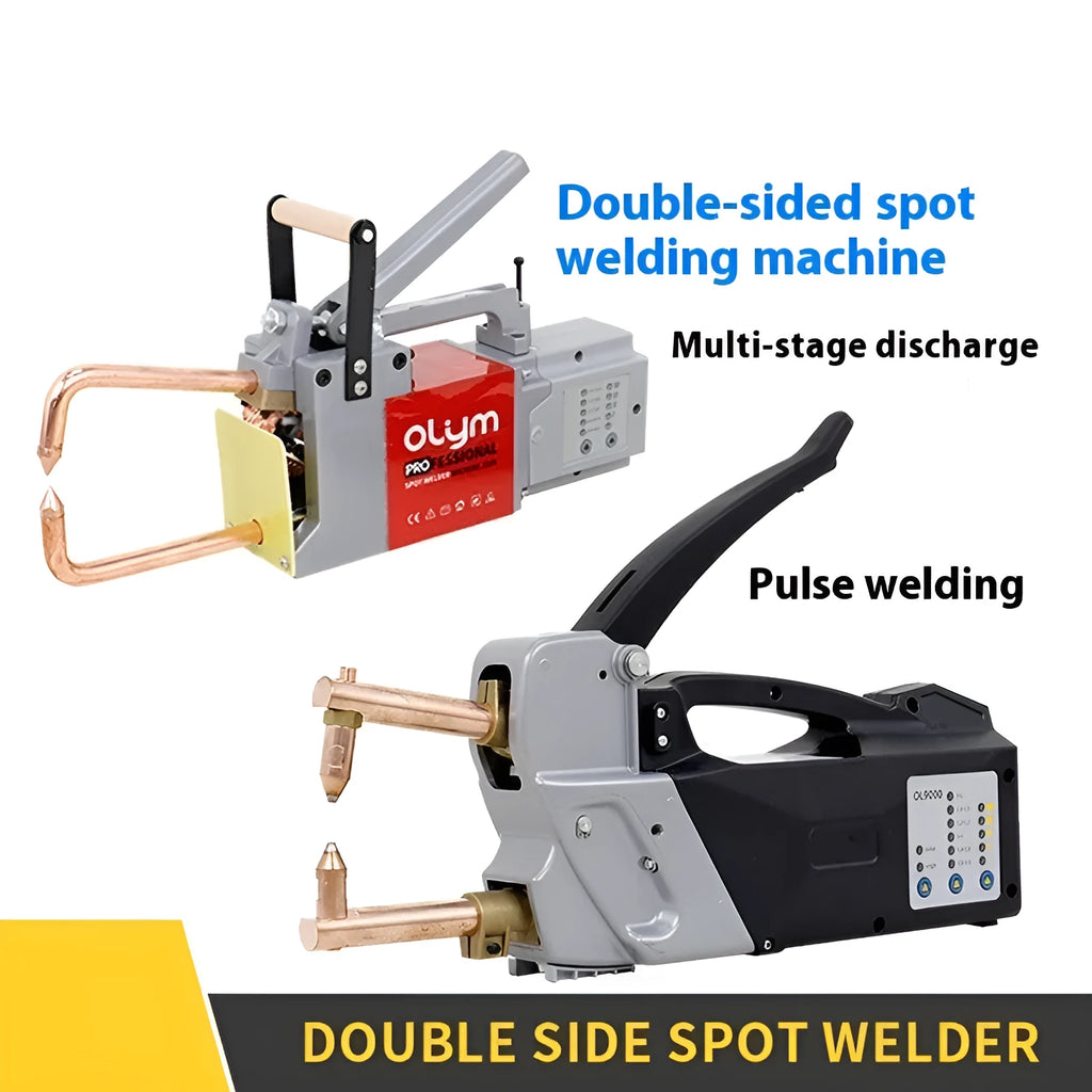 OL8000 double-sided spot welding machine with manual controls and included welding heads