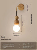 Wood and copper wall lamp with suspension wire and dimmable tricolour light