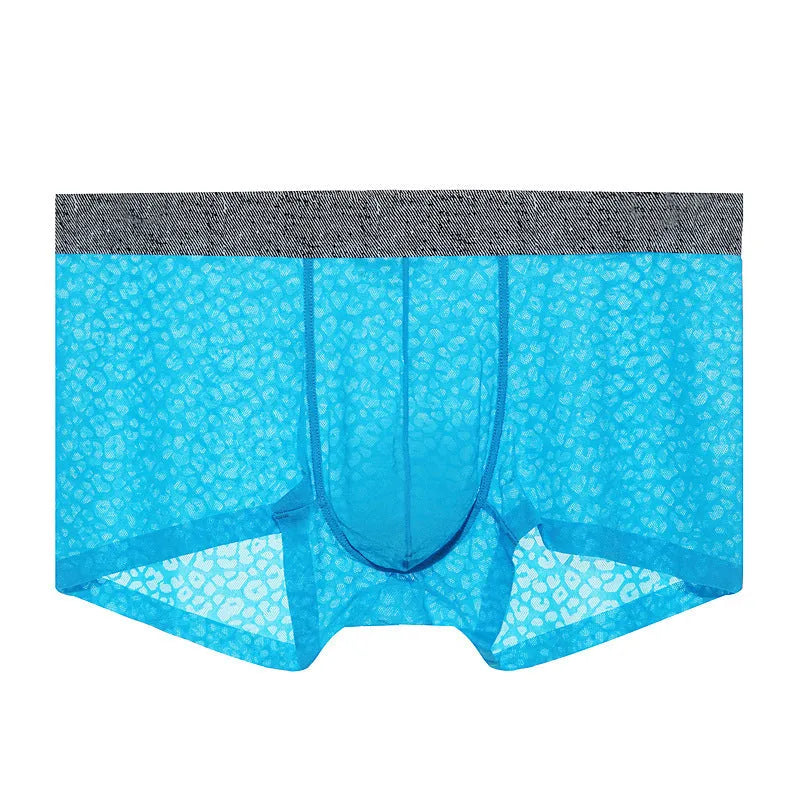 Men's lace boxer briefs with seamless construction in thin breathable fabric