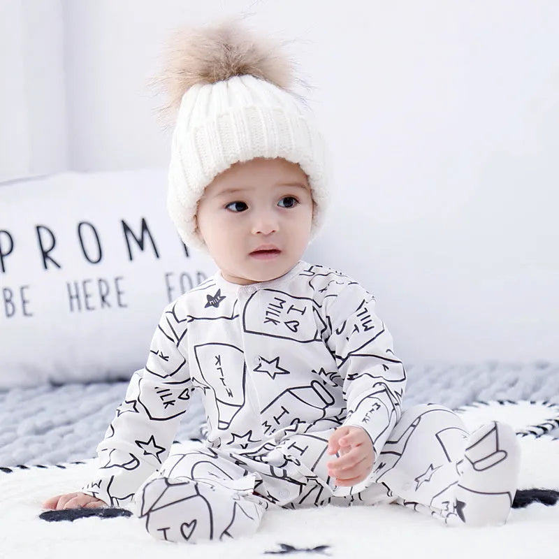 Children's 100% cotton long sleeve clothes set in white for spring and autumn