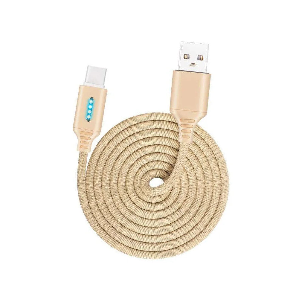 Fabric braided fast charging cable 1 metre long in various colours