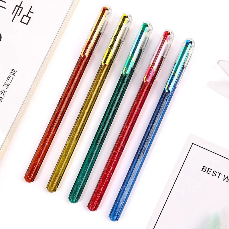 Flash K110 1.0mm gel pen with pearlescent glitter ink in eight colour options.