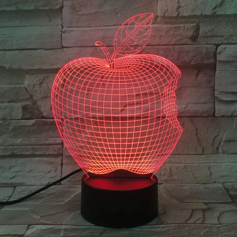 3D fruit decorative night light with colourful LED illumination and touch controls