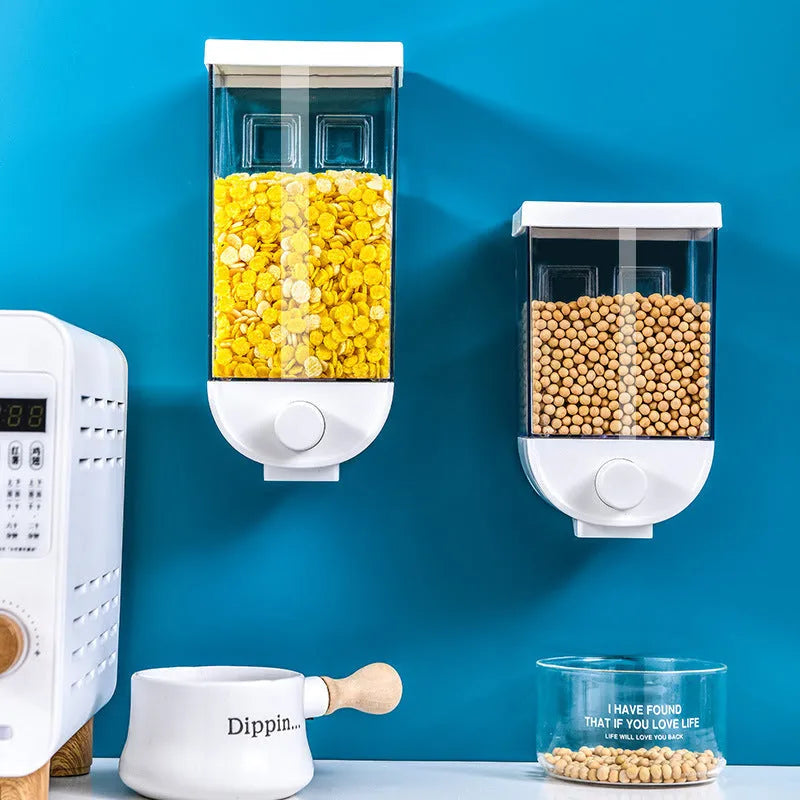 White transparent wall mounted food storage container with easy press lid
