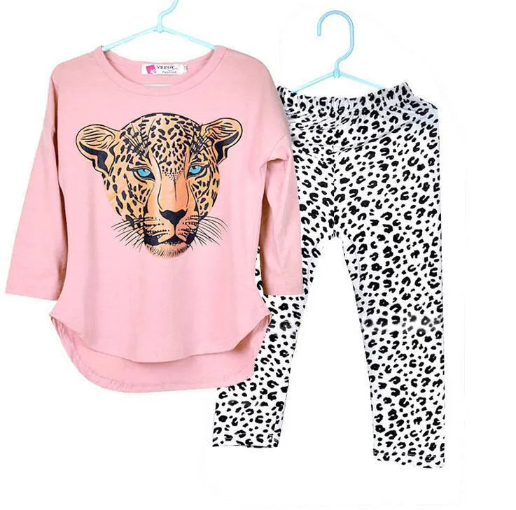 Two sets of children's casual summer pants suits in various colours for ages 3-8.
