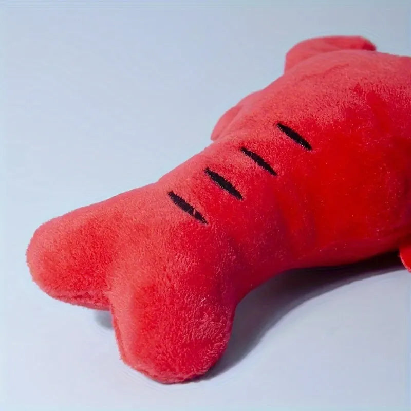 Red lobster stuffed dog toy with squeaker for small medium dogs