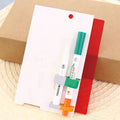 Green erasable highlighter pen set with plastic shell, slanted tip and card packaging