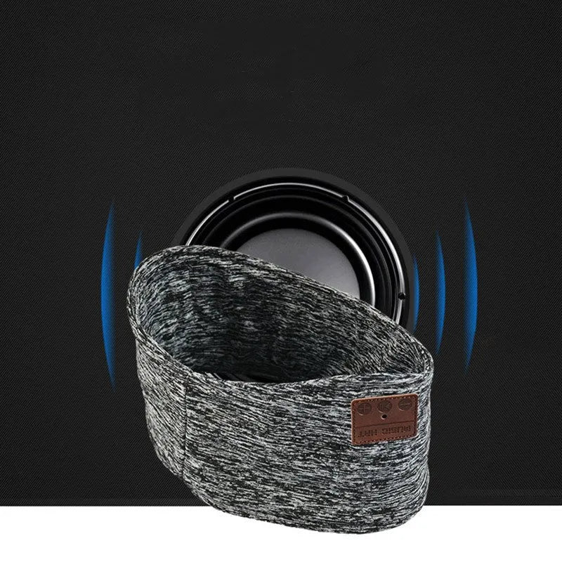 Grey Bluetooth elastic headband made from milk silk and acrylic for running and cycling