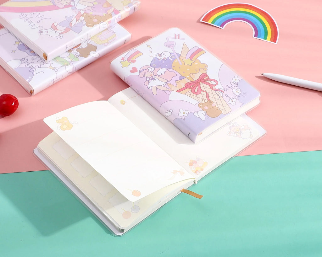 A6 waterproof notepad diary with amusement park theme designs and soft PU cover
