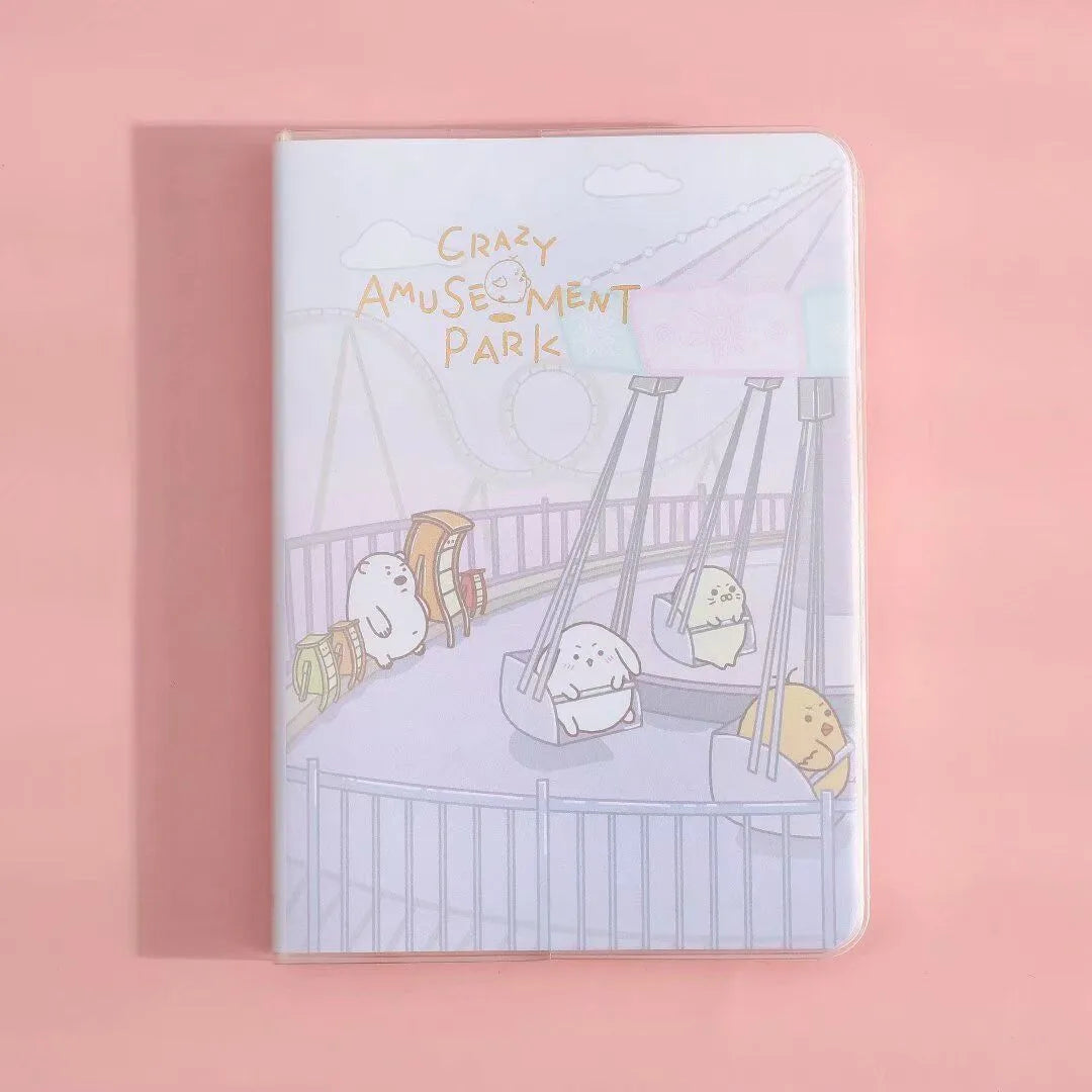 A6 waterproof notepad diary with amusement park theme designs and soft PU cover