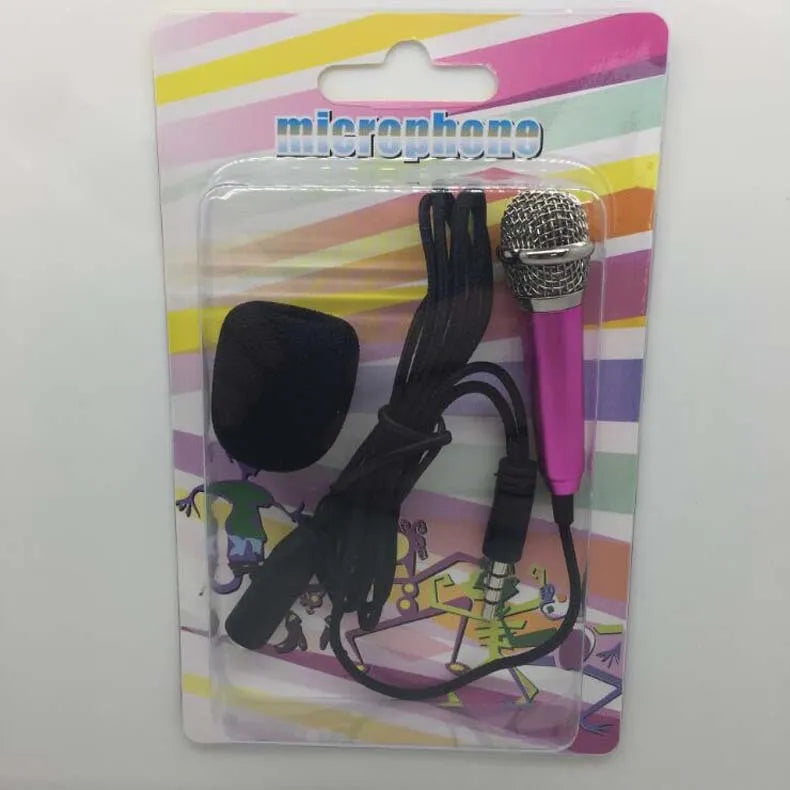 T3 mini condenser microphone with 3.5mm plug in blue, gold, red, and silver colour options.