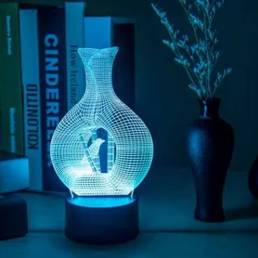 3D acrylic LED night light with colour-changing display and touch control base