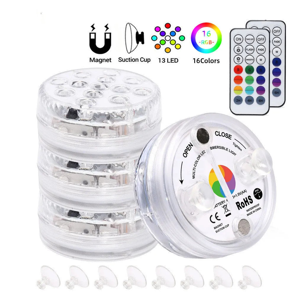 13 LED submersible underwater light with suction cup for pool fountain garden bathroom IP68 waterproof