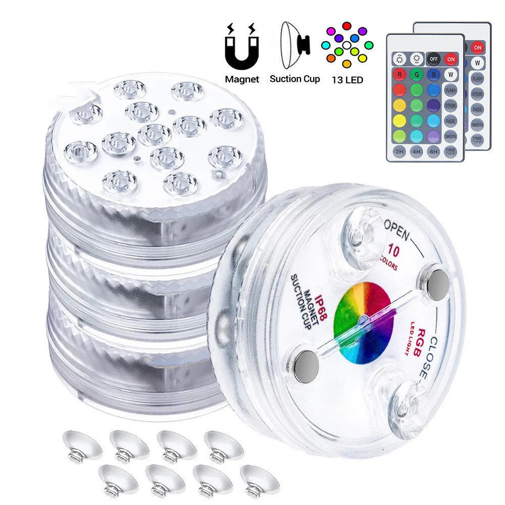 13 LED submersible underwater light with suction cup for pool fountain garden bathroom IP68 waterproof