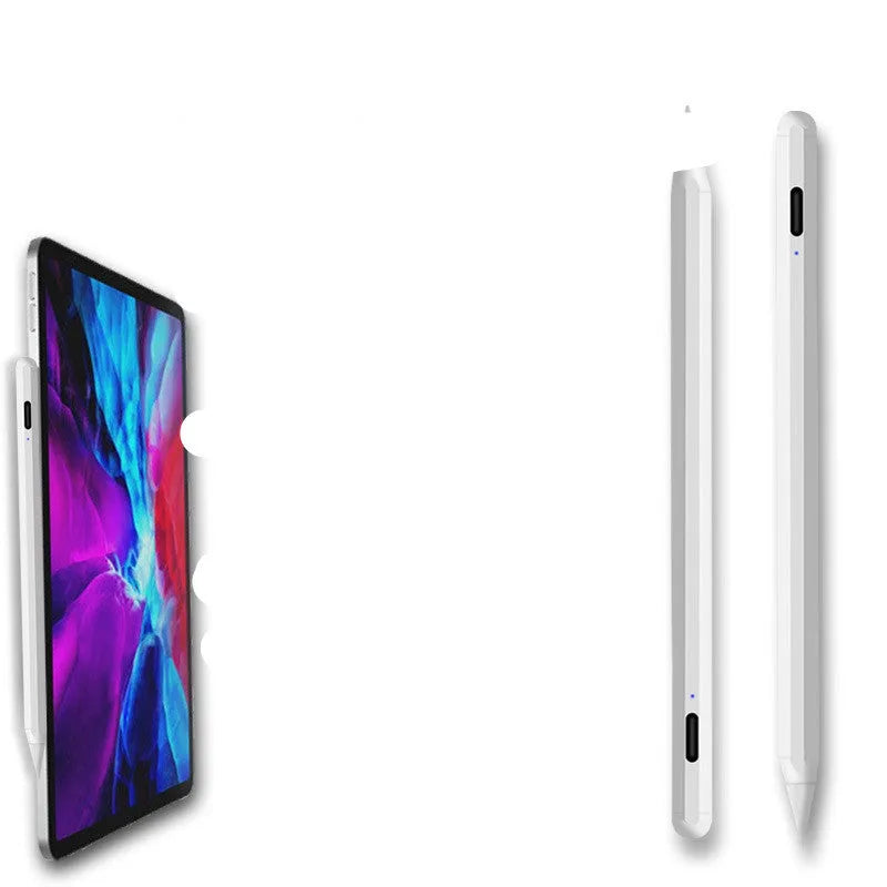 White magnetic iPad stylus with plastic construction weighing 13 grams