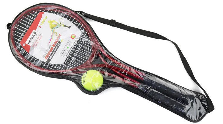 Tennis training device with rope and ball on base for solo rebound practice