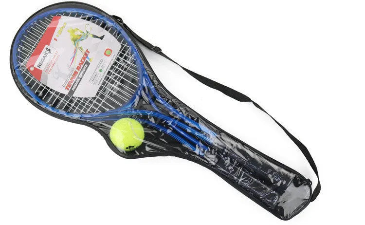 Tennis training device with rope and ball on base for solo rebound practice