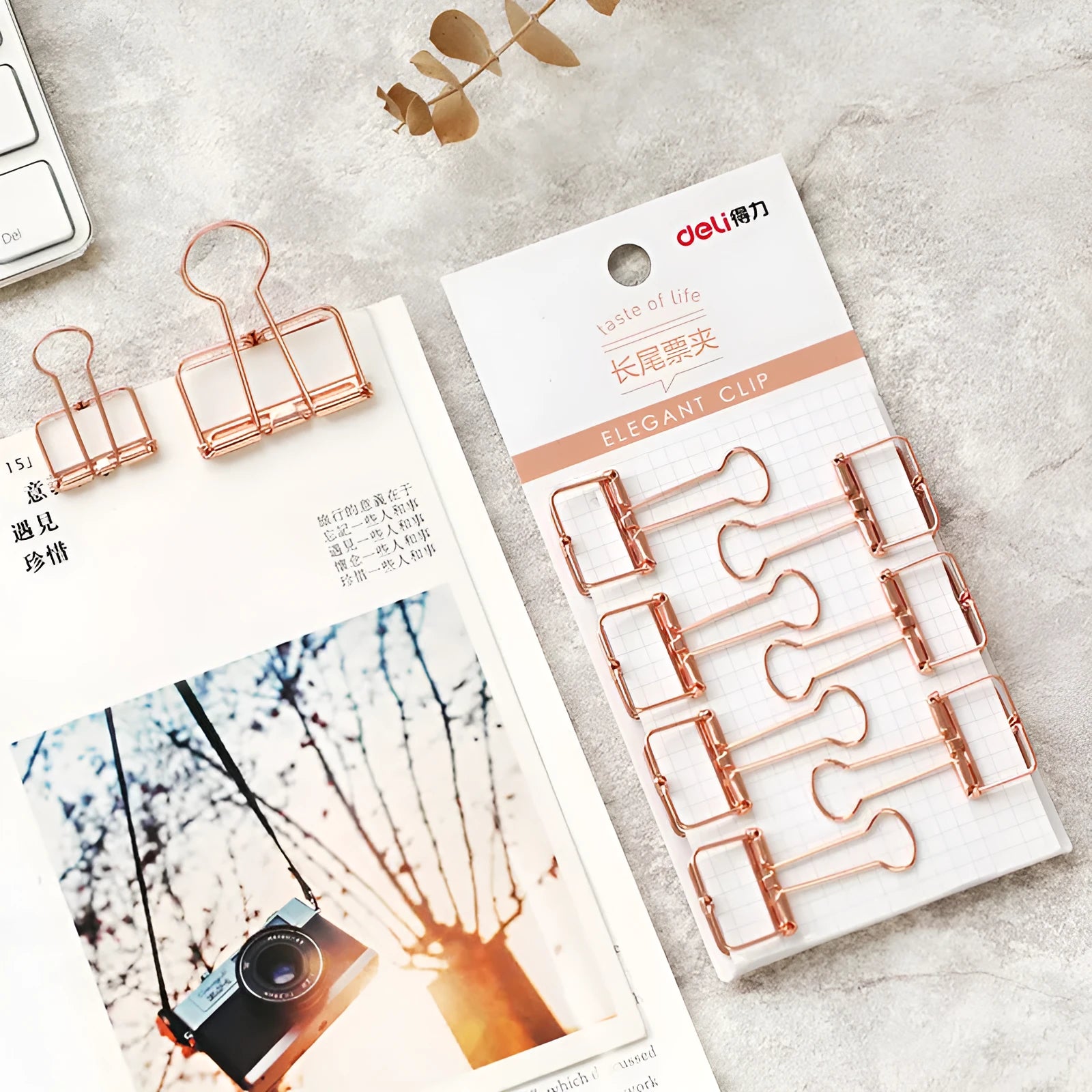 Rose gold metal binder set with ticket holder and test paper data folder