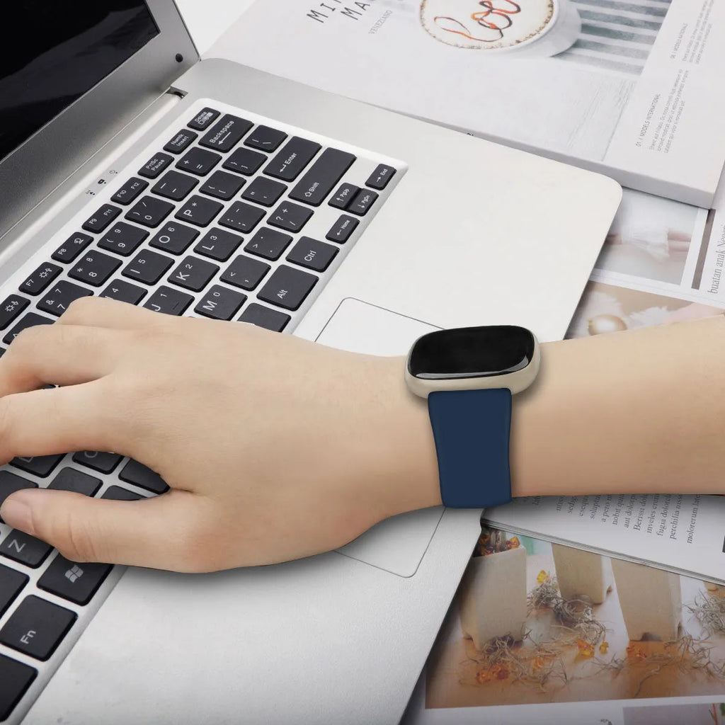 Fitbit Versa 3 smartwatch replacement strap in TPU silicone shown in multiple colour options