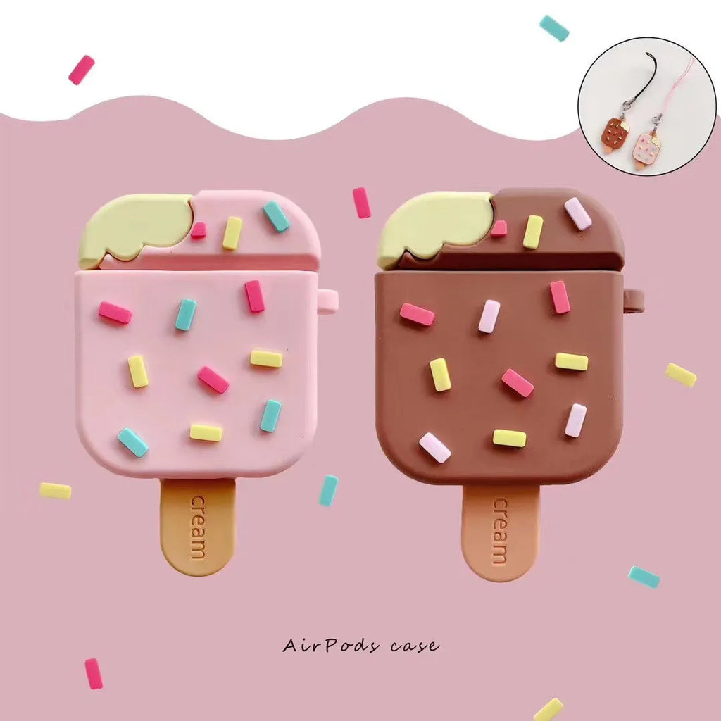 Pink silicone flip cover with cartoon camouflage pattern for AirPods Pro case