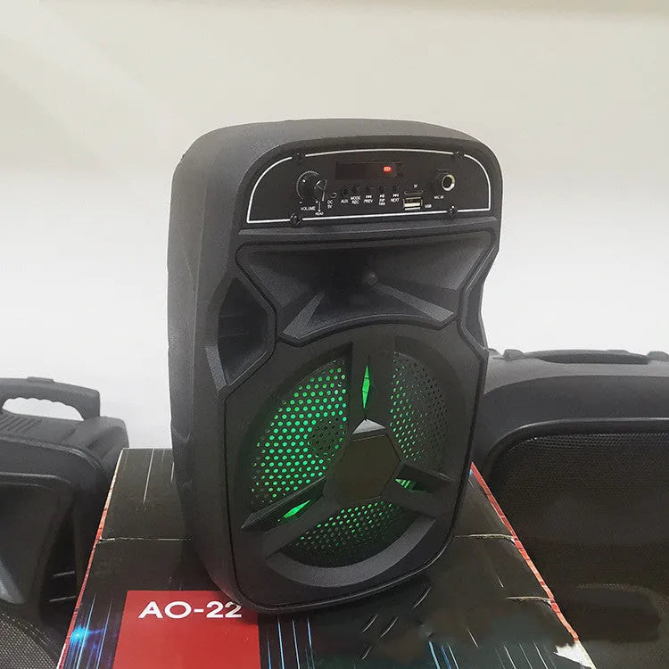 Black portable Bluetooth speaker for outdoor square dancing with a 6.5-inch driver.
