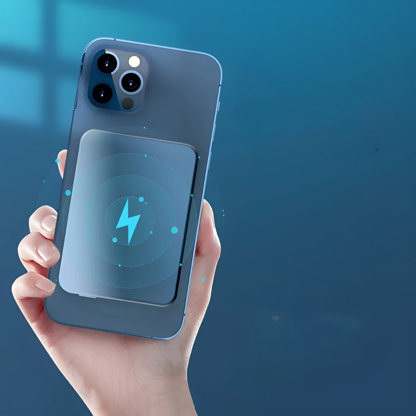 Silver aluminium wireless magnetic charging power bank showing USB-C port and compact size