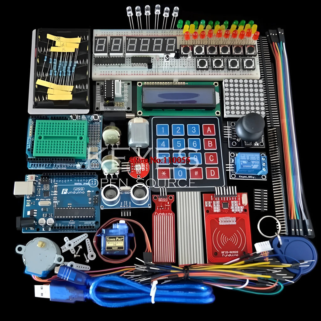 Arduino Uno R3 starter kit with RFID sensor and white plastic storage box
