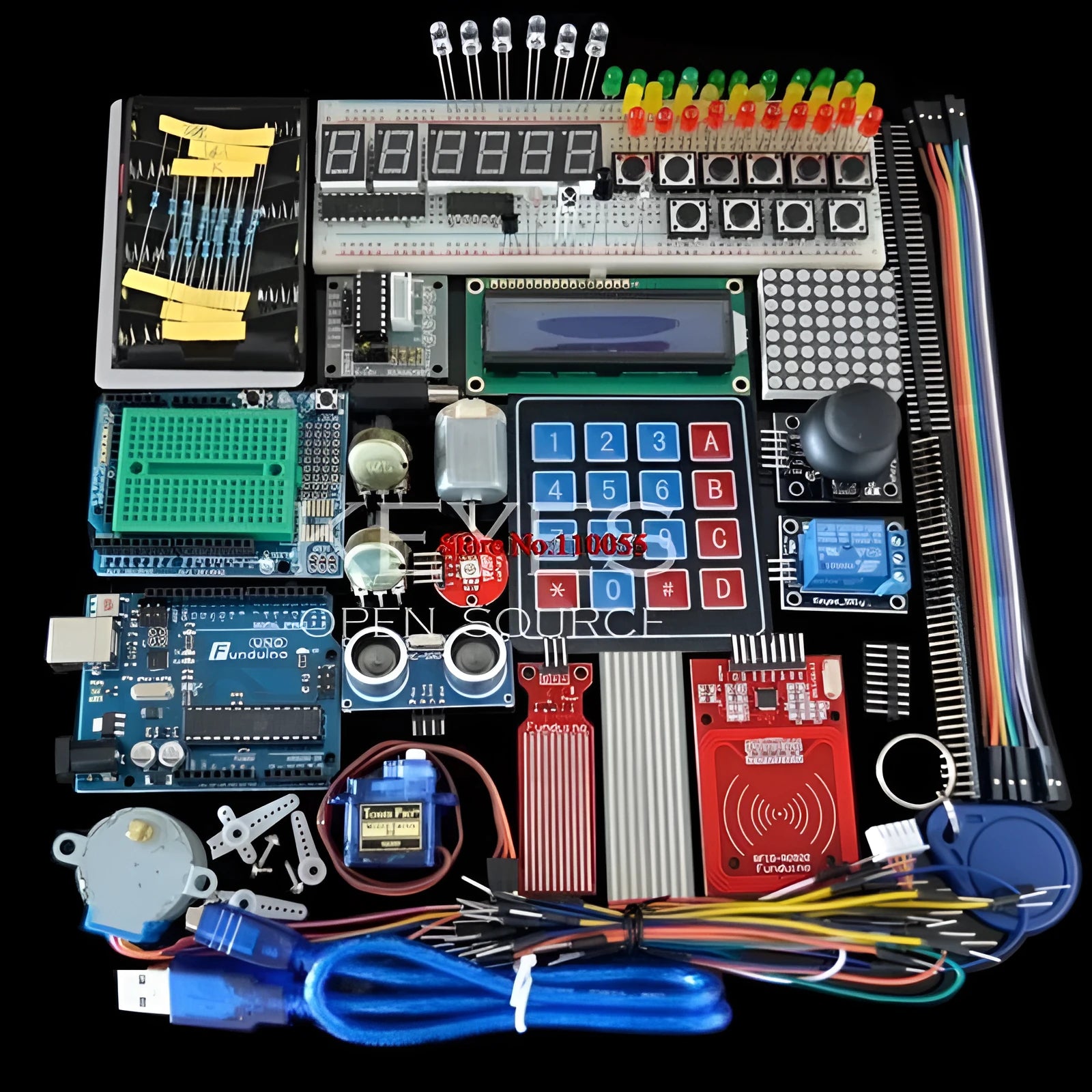 Arduino Uno R3 starter kit with RFID sensor and white plastic storage box