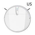 Black or white robotic floor cleaner with side brush, charging base, remote control and mopping attachment