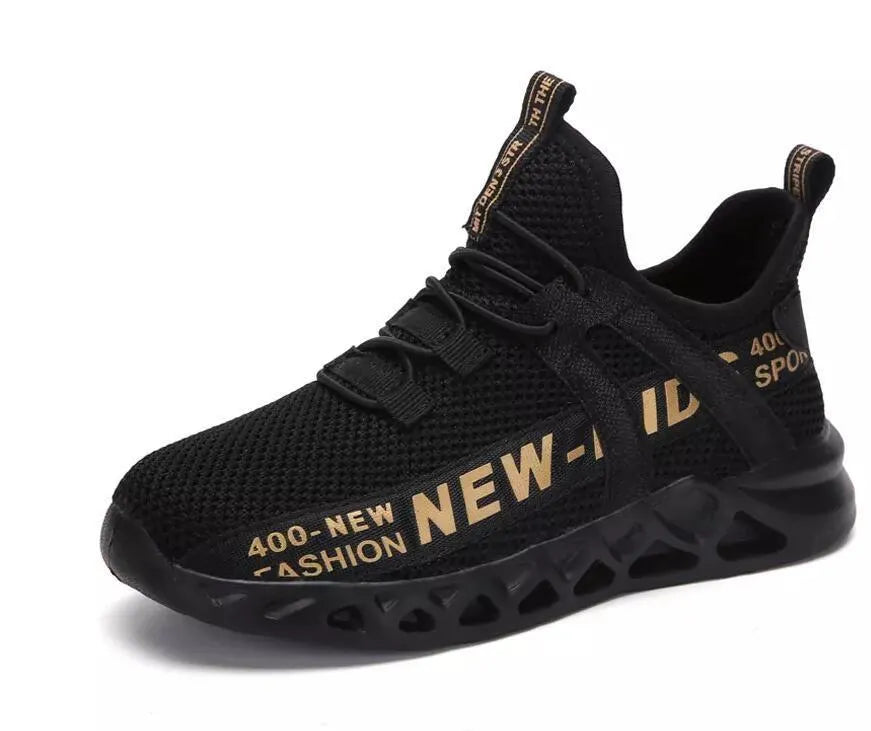 New mesh kids sneakers lightweight breathable non-slip children shoes in red white and black sizes 27-38