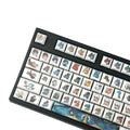 Colourful cartoon sublimation printed mechanical keyboard keycaps showing dedicated function key designs