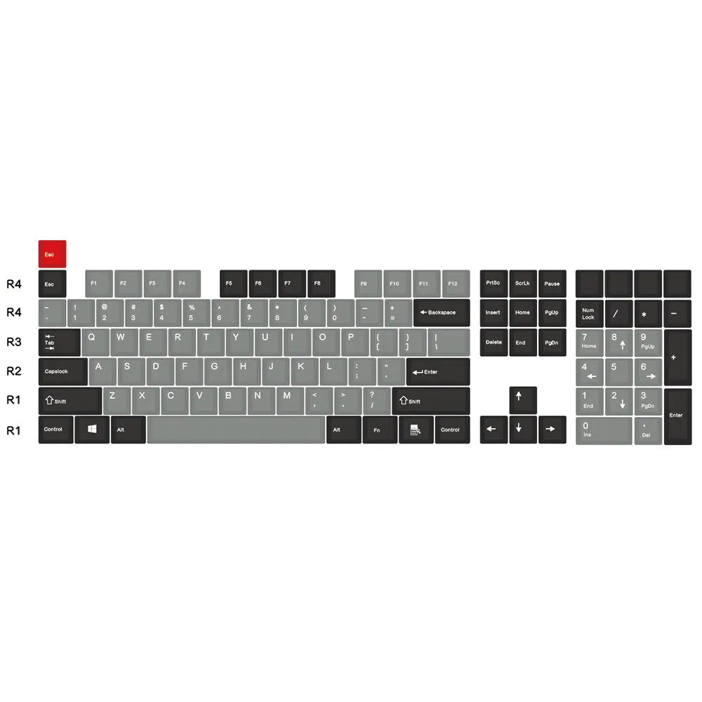 Dolch transparent side engraved mechanical keyboard keycaps showing backlight compatibility