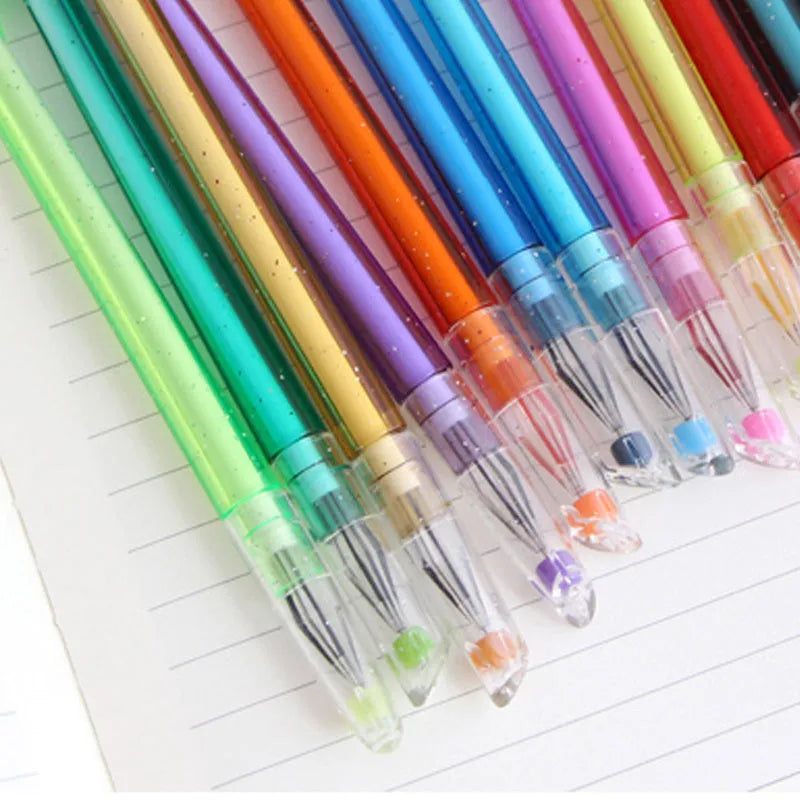12 colourful gel pens with peacock feather shades and replaceable refills for school and office writing