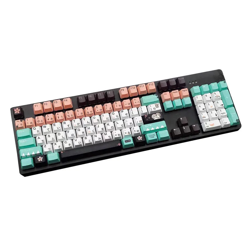 Green mechanical keyboard keycap set with wireless USB receiver and RGB lighting