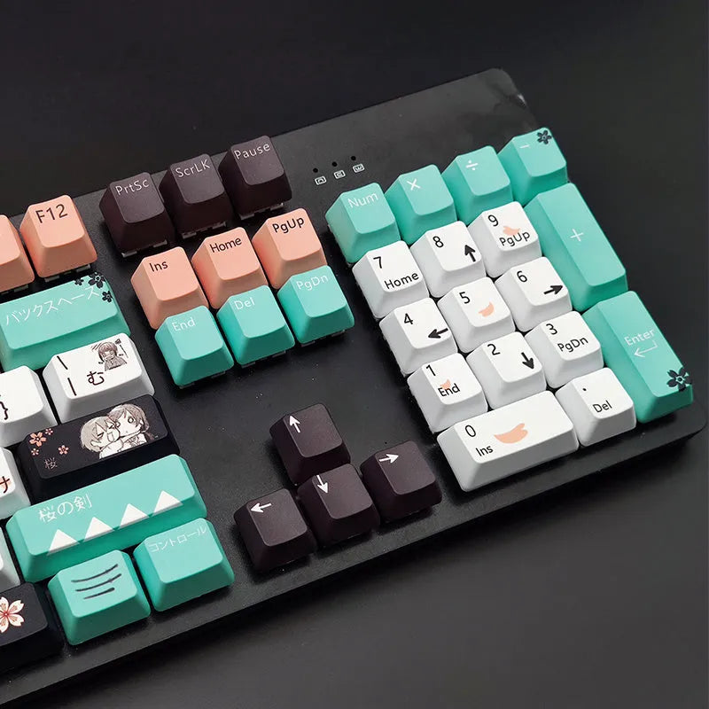 Green mechanical keyboard keycap set with wireless USB receiver and RGB lighting