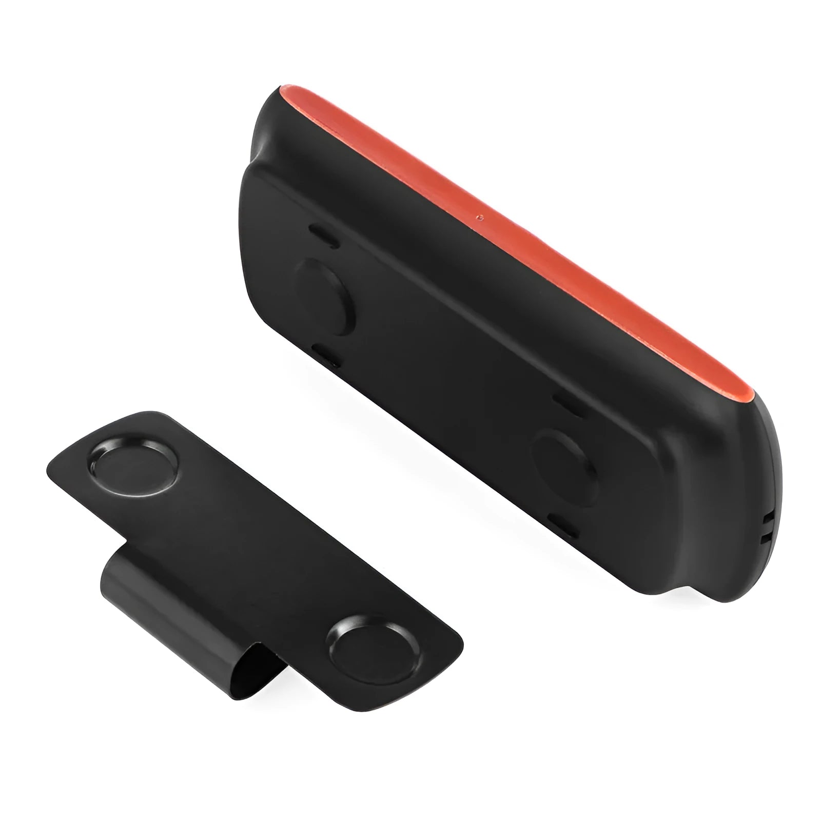 Orange Bluetooth car hands-free speaker mounted on sun visor with wireless smartphone connectivity