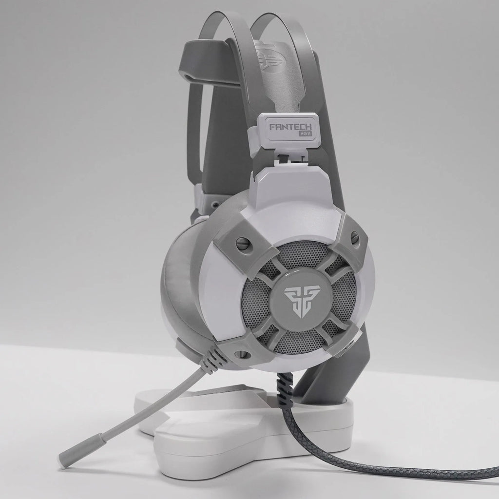 Black FANTECH HG11 USB gaming headset with RGB lights on earcups and a cable-mounted control.